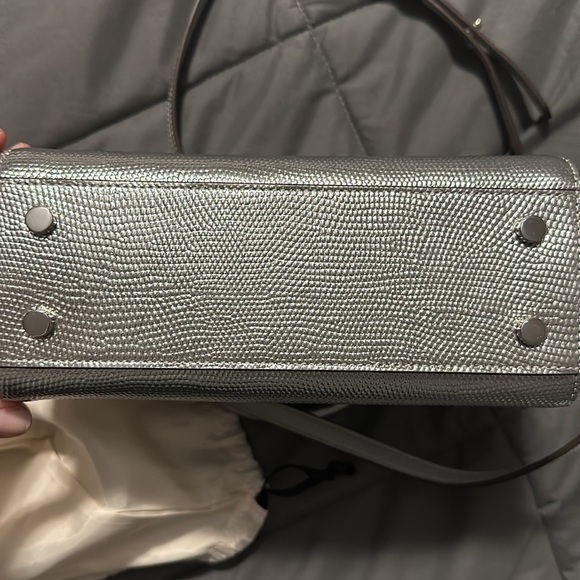 Katy Lizard Embossed Metallic Leather Small Top Handle Crossbody - Picture 4 of 5